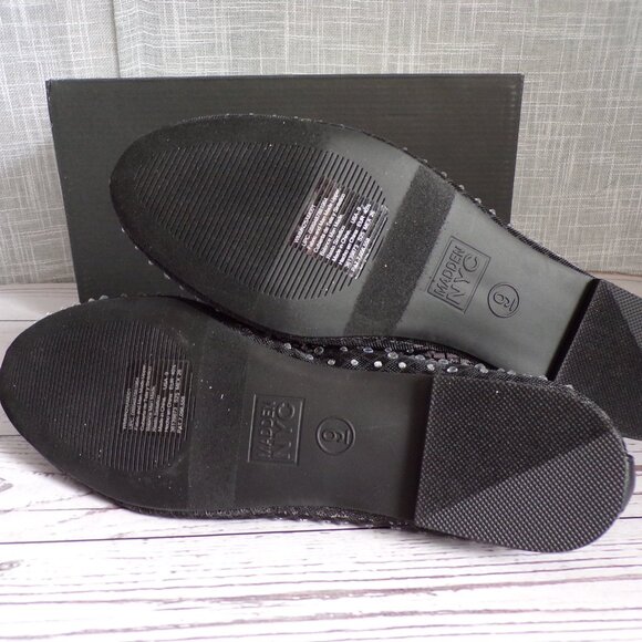 Madden NYC Women’s Black Mesh Ballet Flats with Rhinestones - Picture 5 of 6